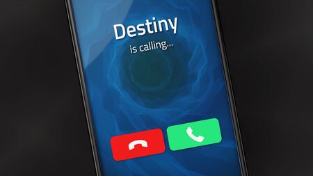 Incoming call from Destiny on a smartphoneの写真素材