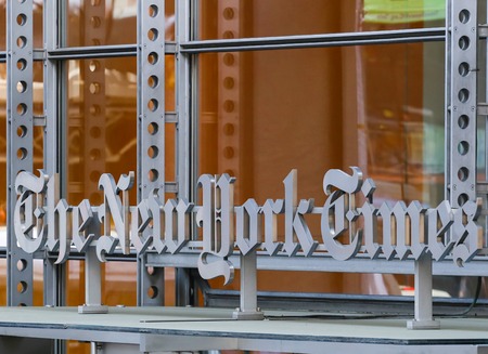 The headquarter of the New York Times with Logoのeditorial素材