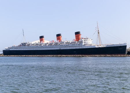 Retired Ocean Liner RMS Queen Mary in Long Beach Harbor.