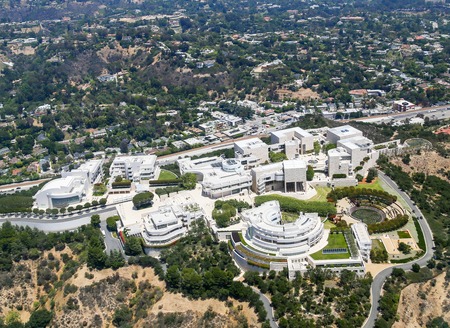 Los Angeles, USA - May 27, 2015: Aerial view of the Getty Center in Brentwood.のeditorial素材