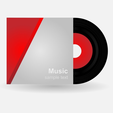 Black vinyl disc with coverのイラスト素材