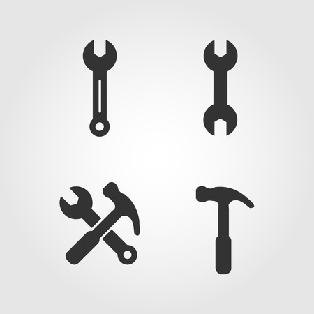 Wrench icons set, flat designのイラスト素材