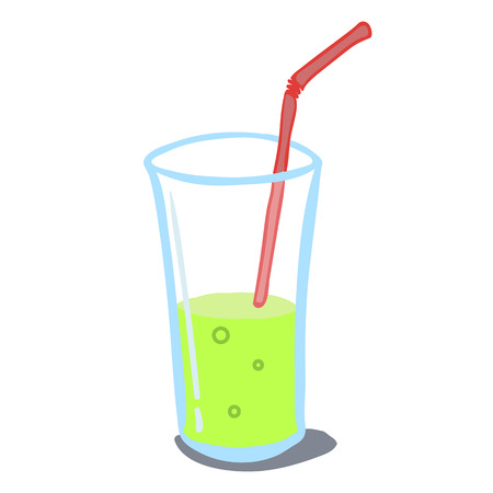 drink with bubbles in a glass with a strawのイラスト素材
