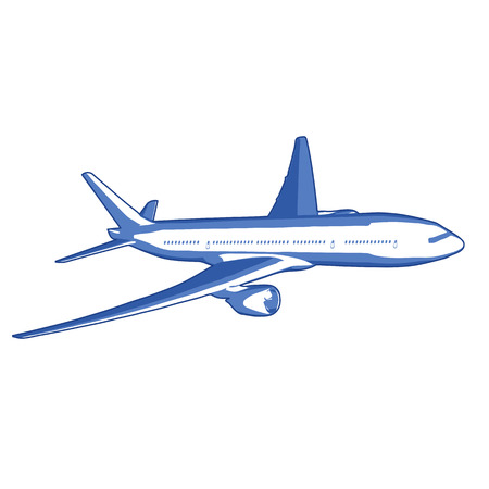 passenger airplane flying high in the sky in travelのイラスト素材