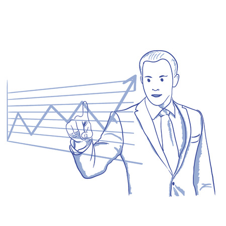 businessman shows on a graph of investment growth of business careerのイラスト素材