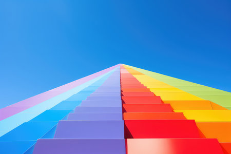 abstract background with color cubes and blue sky, 3d renderの素材