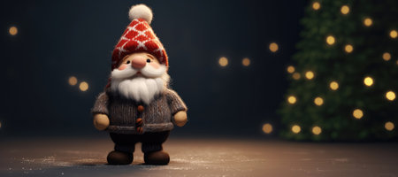 santa claus with christmas tree and bokeh backgroundの素材