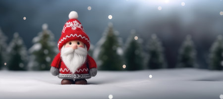 Christmas and New Year background. Santa Claus toy in the snow.の素材