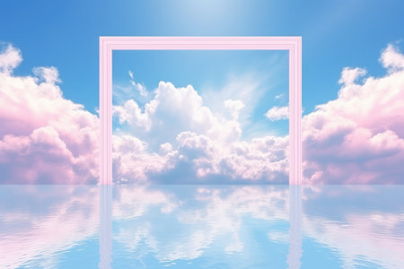 Sky with clouds reflected in the water.の素材