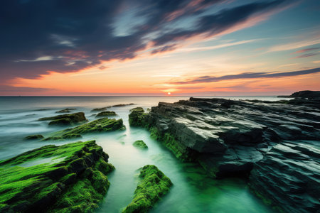 Beautiful seascape. Composition of nature. Long exposure.の素材