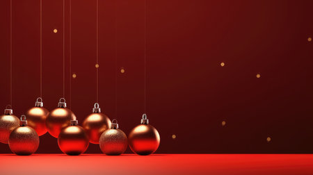 Christmas balls on red background. Christmas card.の素材