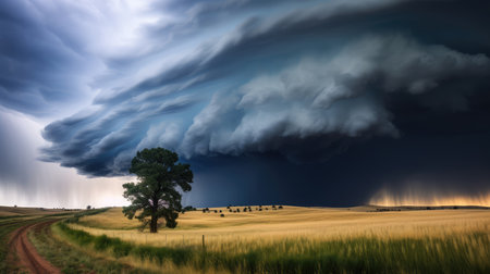 Prairie Storm Clouds ominous weather over a fieldの素材