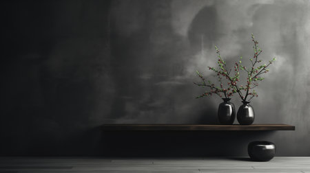 Interior of modern living room with black Loft Wallの素材