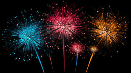 Colorful fireworks on black background.の素材