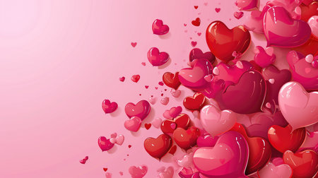 Valentines day background with red and pink hearts.の素材
