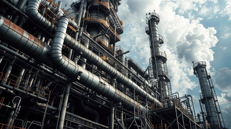 Industrial zone, Steel pipelines and equipment of a petrochemical plantの素材