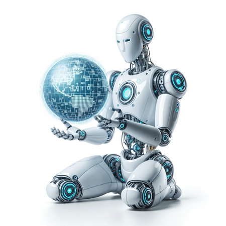Robot and globe. Artificial intelligence concept.の素材