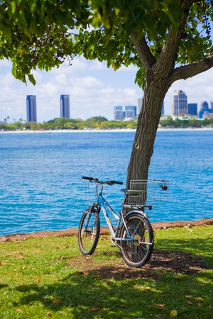 Hawaii sea  bicycleの写真素材