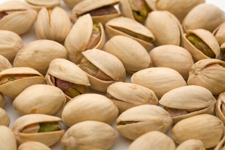 Pistachio of a white backgroundの写真素材
