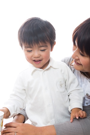 Parent and child who smileの写真素材