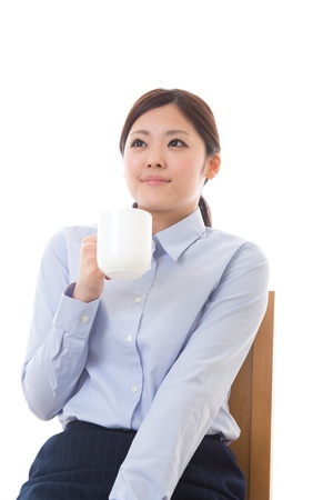 The young businesswoman who takes a breakの写真素材