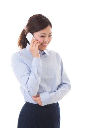 The businesswoman who talks on the telephoneの写真素材