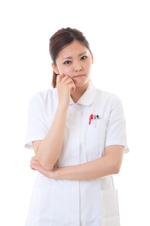 The young nurse who is troubledの写真素材