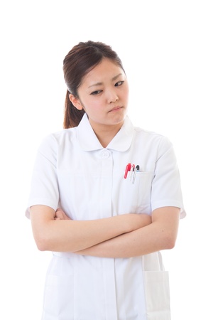 The young nurse who is troubledの写真素材