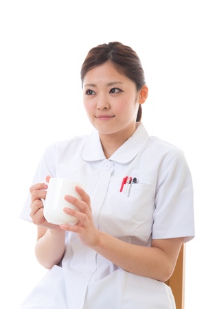 The young nurse who takes a breakの写真素材