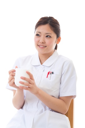 The young nurse who takes a breakの写真素材