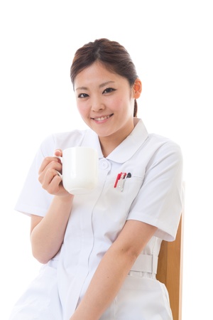 The young nurse who takes a breakの写真素材