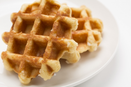 Waffles on a white plateの写真素材