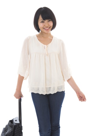 The woman who goes for a tripの写真素材
