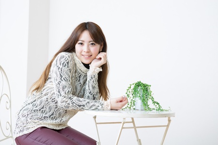 The young woman who is relaxedの写真素材