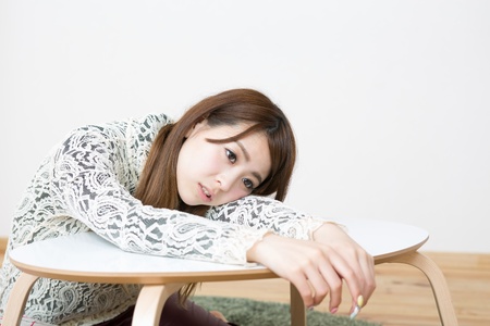 young woman who gets tiredの写真素材