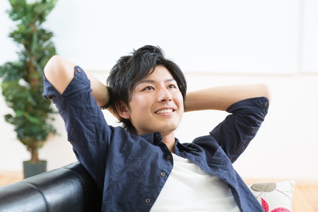 Young man who was relaxedの写真素材