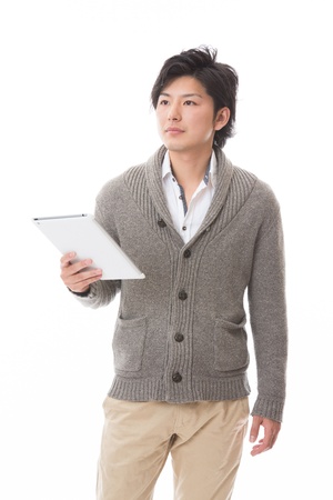 young man using tablet computerの写真素材