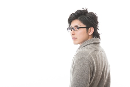 young asian man who wore glassesの写真素材
