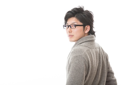 young asian man who wore glassesの写真素材