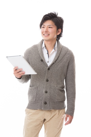 young man using tablet computerの写真素材