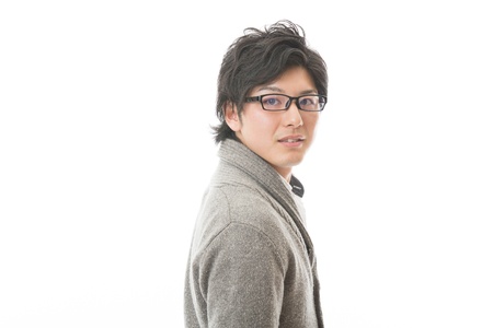 young asian man who wore glassesの写真素材