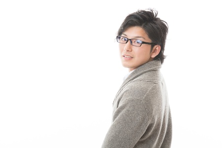 young asian man who wore glassesの写真素材