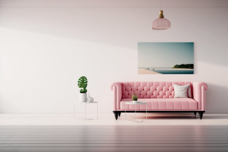 modern bright interiors apartment Living room illustration 3D rendering computer generated imageの写真素材