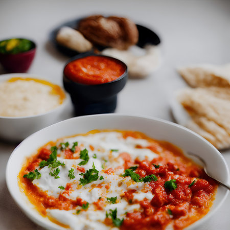 Traditional mexican food. Traditional mexican dish with tomato sauce, cheese and tortillasの写真素材