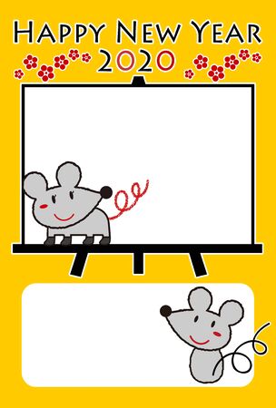 Child Year New Year Photo Card Photo Frame Template Illustrationの写真素材