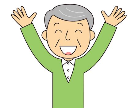 Illustration of senior generation [male] emotions and gesturesの写真素材