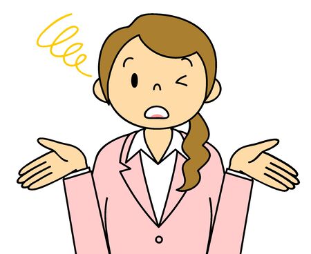 Illustration of the feelings and gestures of young women in suitsの写真素材