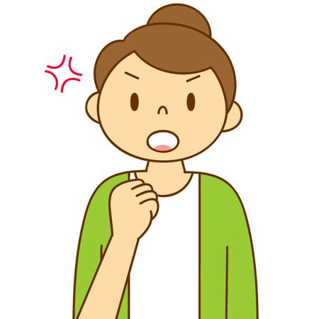 Illustration shaved images of young women's feelings and gesturesの写真素材