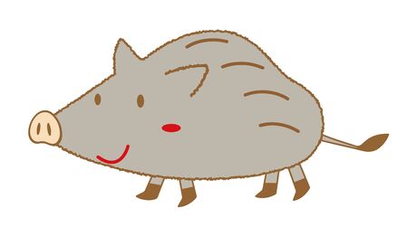 Wild boar character illustrationの写真素材