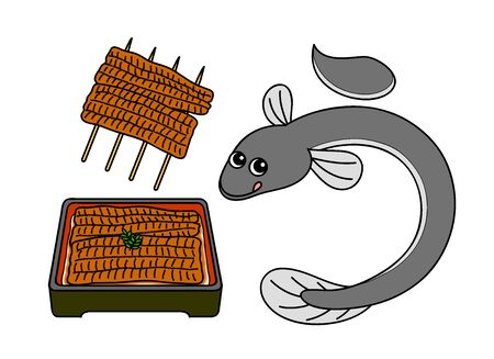 Unashige Eel skewer eel eelbowl character illustration clip artの写真素材